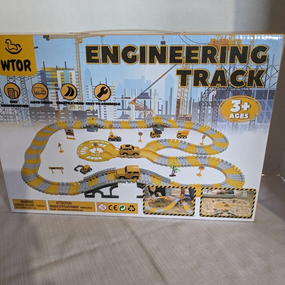 City construction playset 266 piece engineering track 6 vehicles accessories 3+